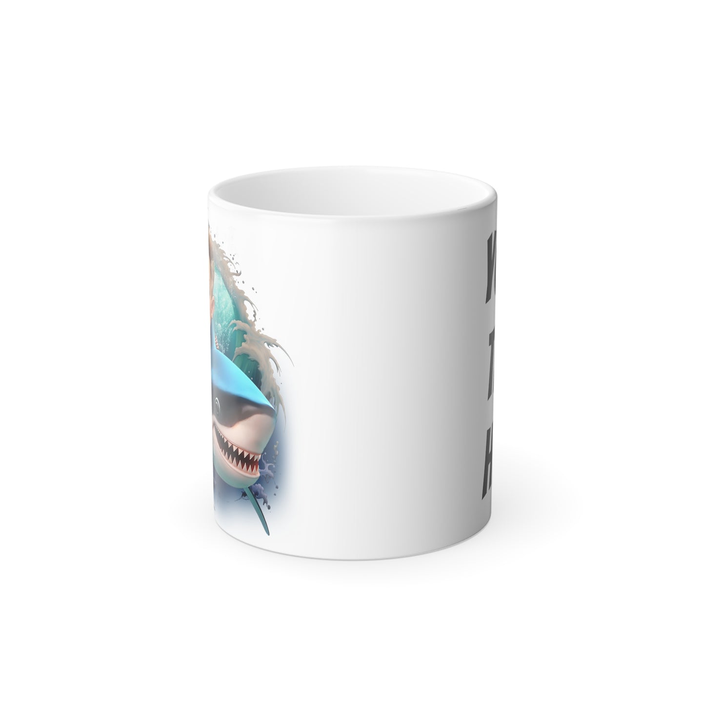 Child Riding a Shark Custom Cartoon Caricature From Photo Personalized Magic Mug