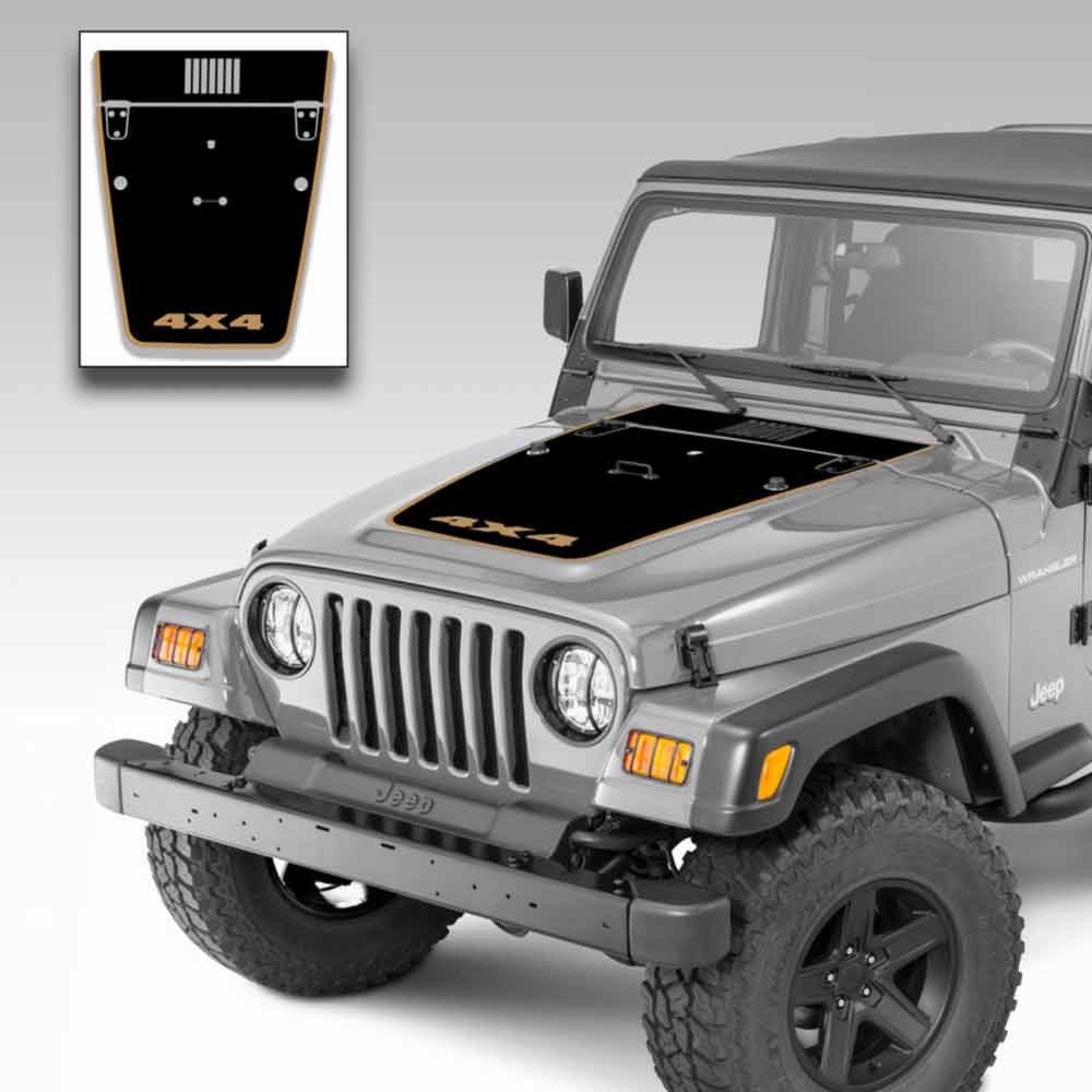 Jeep Wrangler Hood Vinyl Graphics Decal Stripe Kit for Jeep TJ 1996-2006 Brown 4x4