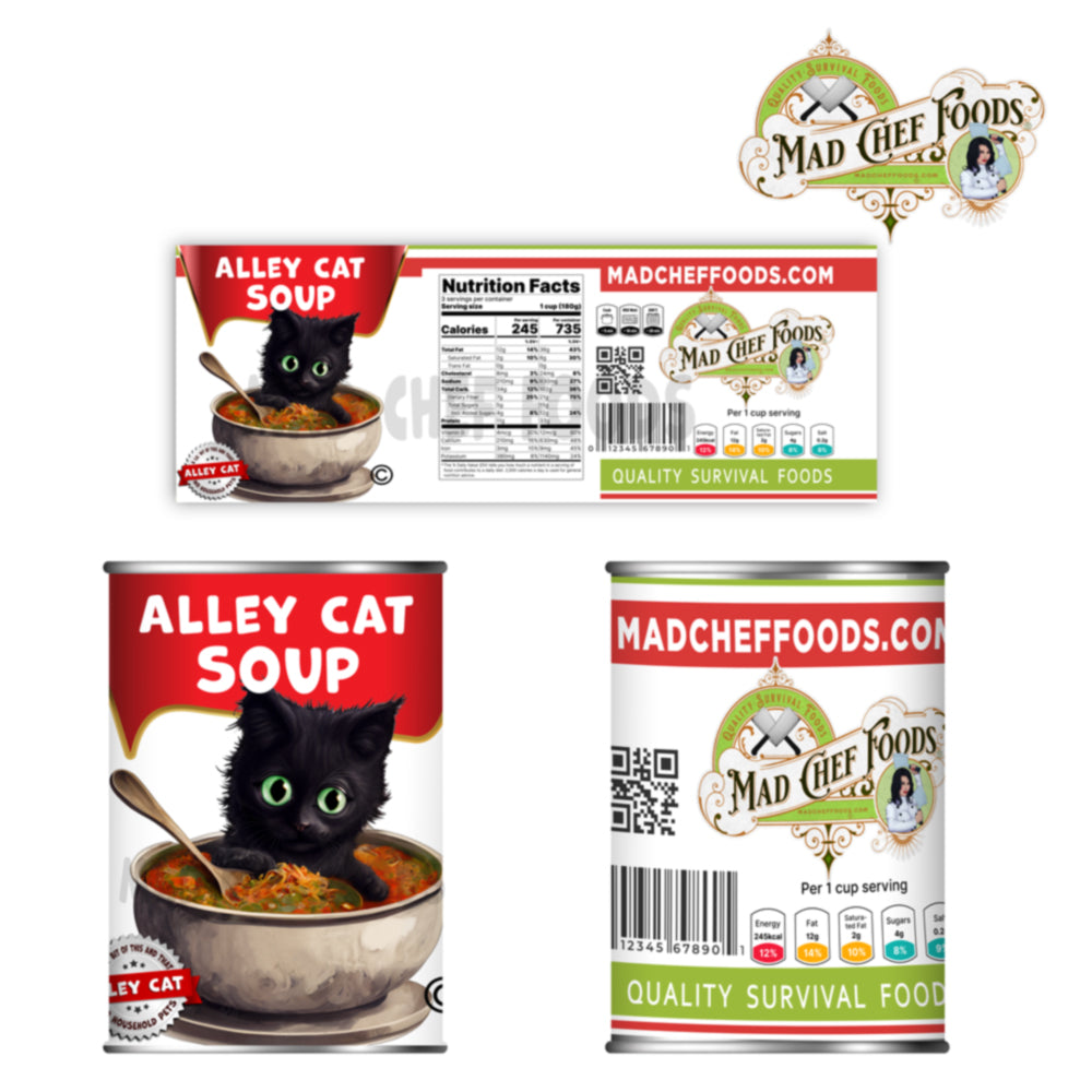 Alley Cat Soup Funny Prank Soup Can Labels Gag Gift