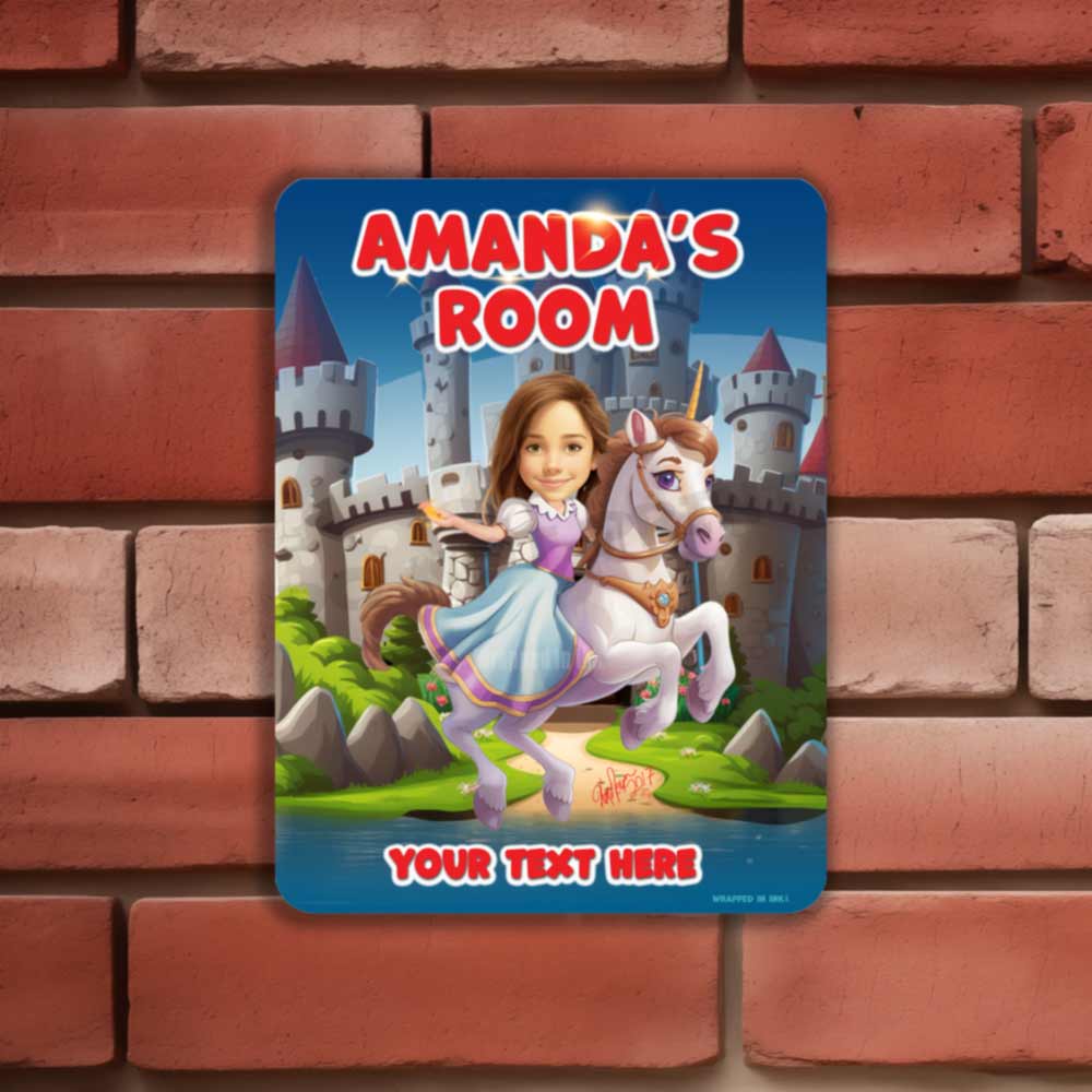 Child Riding Unicorn Portrait Sign Portrait from Photo