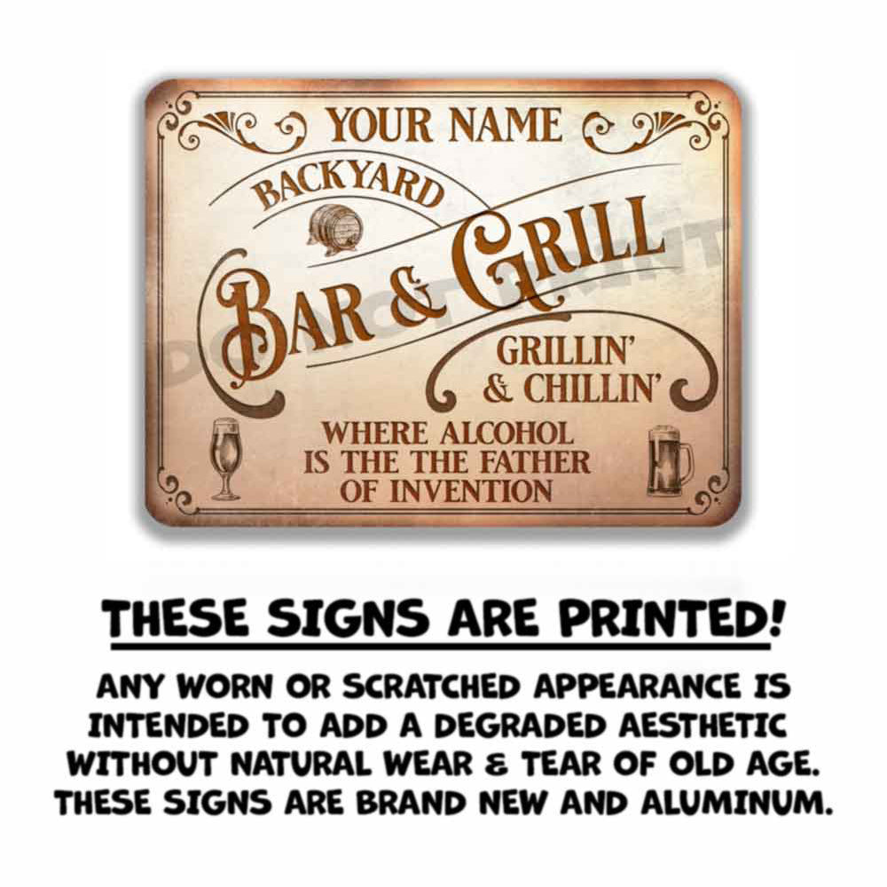 Personalized Bar Sign Vintage Rusty White Metal Sign - Vintage Pub Sign Classic Wall Art Metal Sign 12" x 9”
