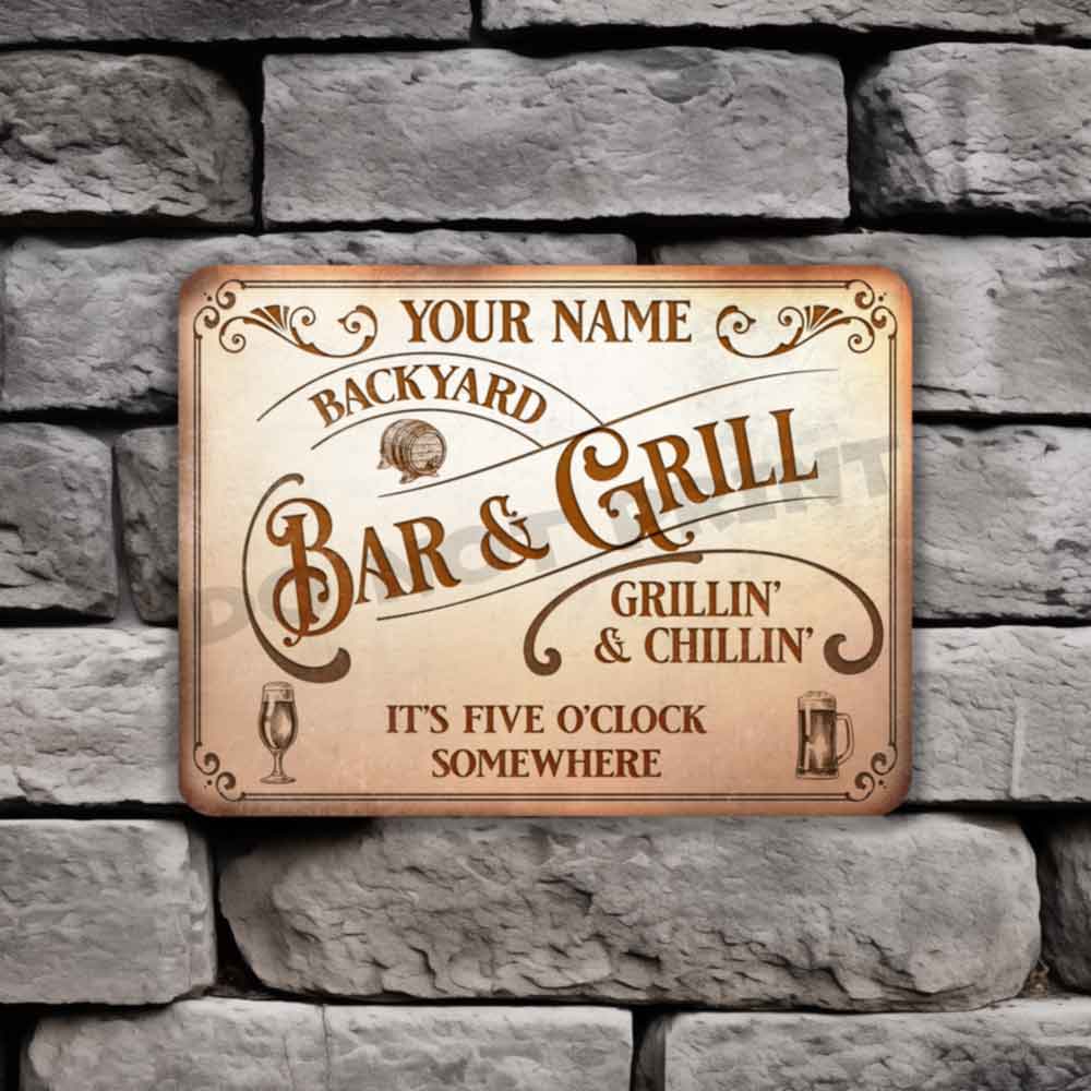 Personalized Bar Sign Vintage Rusty White Metal Sign - Vintage Pub Sign Classic Wall Art Metal Sign 12" x 9”