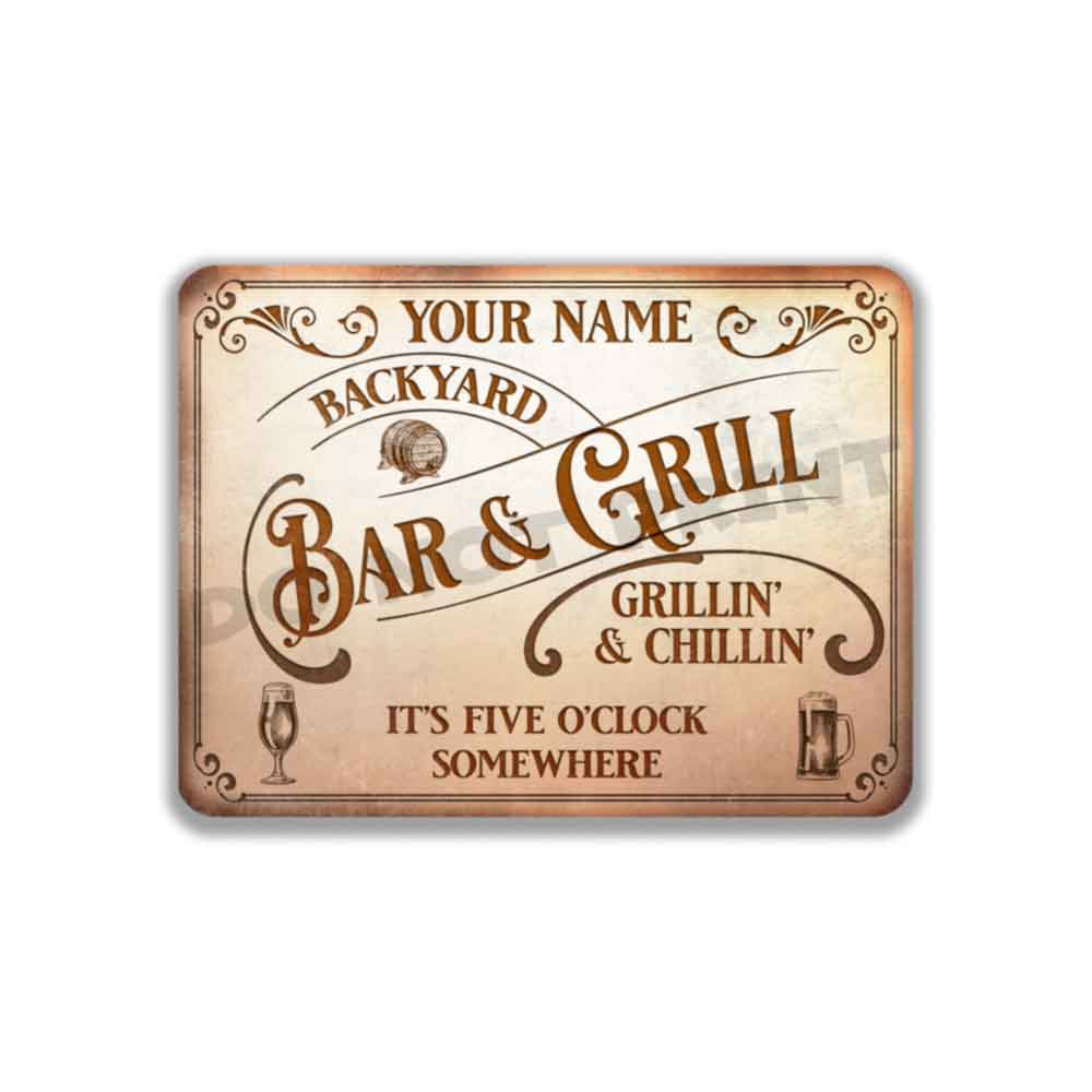Personalized Bar Sign Vintage Rusty White Metal Sign - Vintage Pub Sign Classic Wall Art Metal Sign 12" x 9”