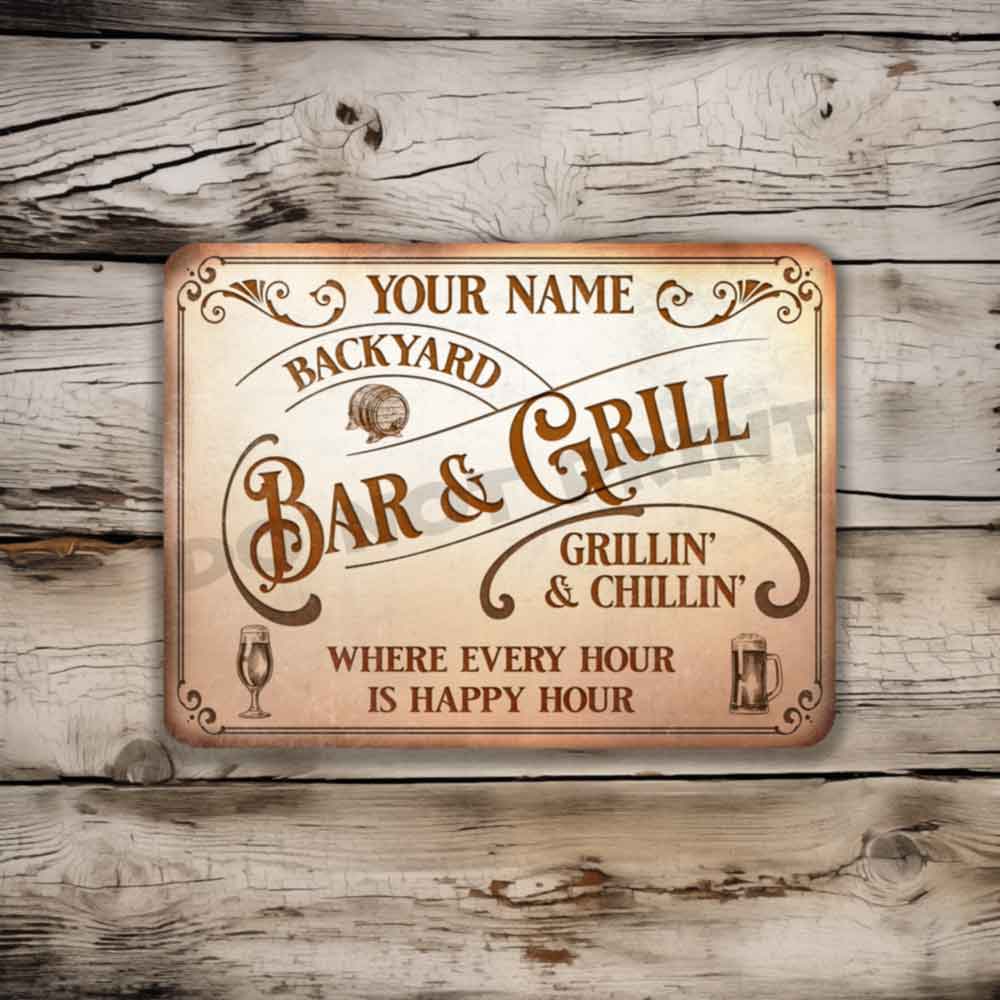 Personalized Bar Sign Vintage Rusty White Metal Sign - Vintage Pub Sign Classic Wall Art Metal Sign 12" x 9”