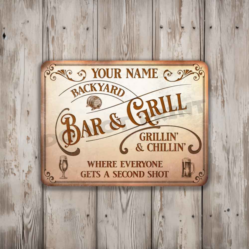 Personalized Bar Sign Vintage Rusty White Metal Sign - Vintage Pub Sign Classic Wall Art Metal Sign 12" x 9”