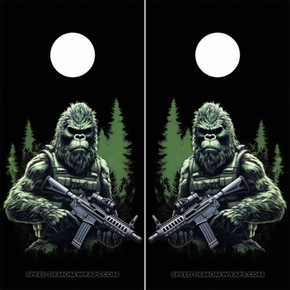 Bigfoot Hunting Cornhole Wraps