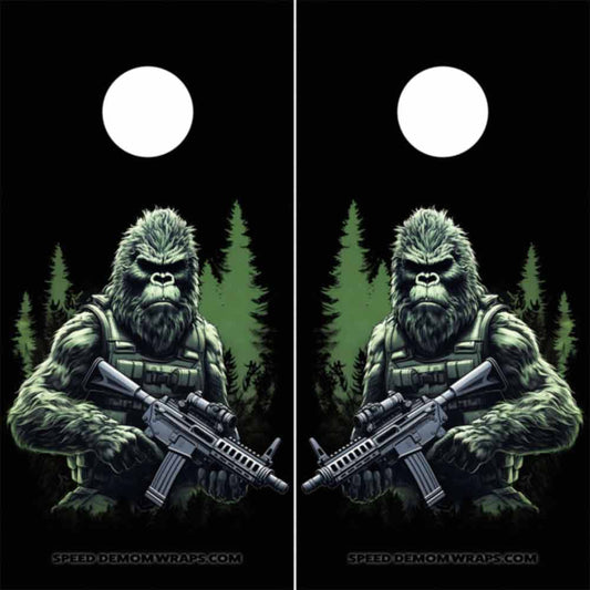 Bigfoot Hunting Cornhole Wraps
