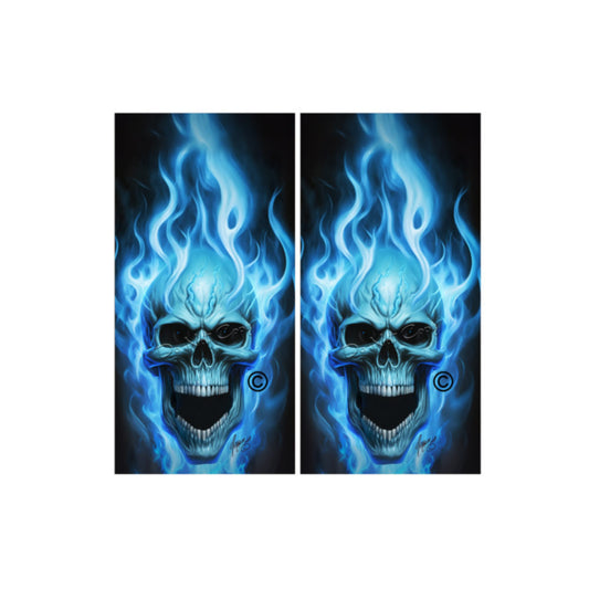 Blue Flaming Skull 2 Pack