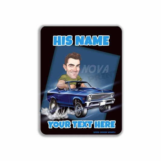 Chevy Nova Muscle Car Caricature Personalized Cartoon from Photo\