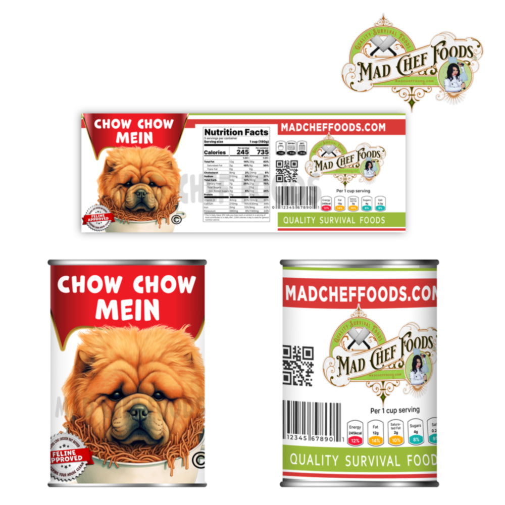 Chow Chow Mein Funny Prank Soup Can Labels Gag Gift