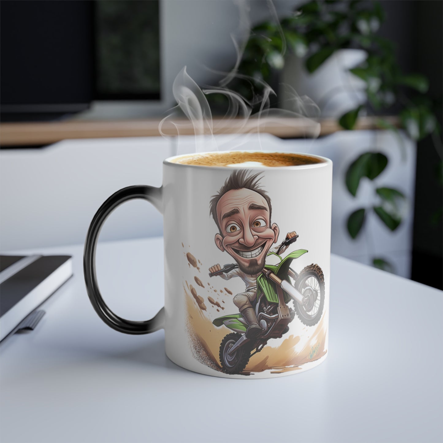 Child Riding a Dirt Bike Custom Cartoon Caricature From Photo Personalized Magic Mug