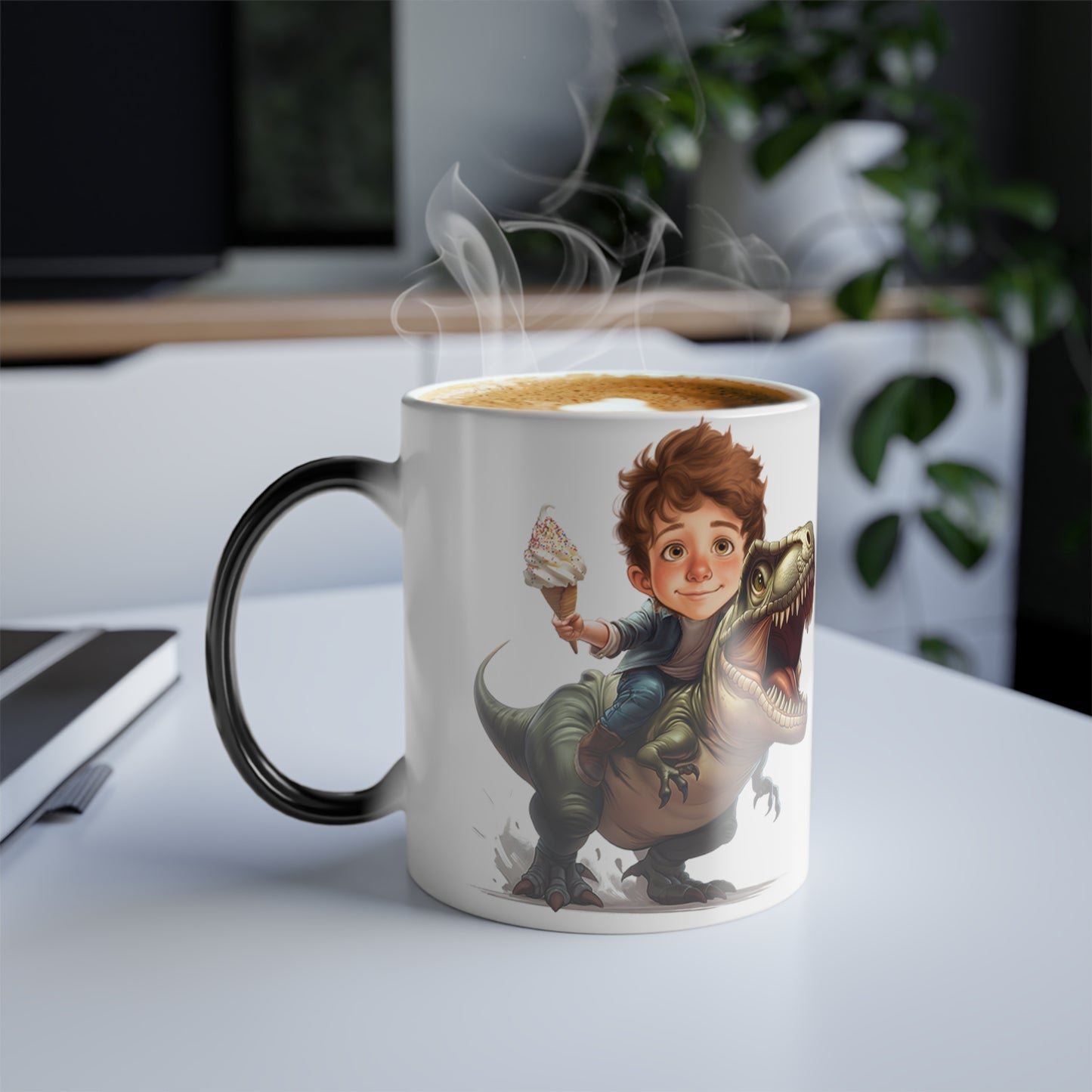 Child Riding a T Rex Custom Cartoon Caricature From Photo