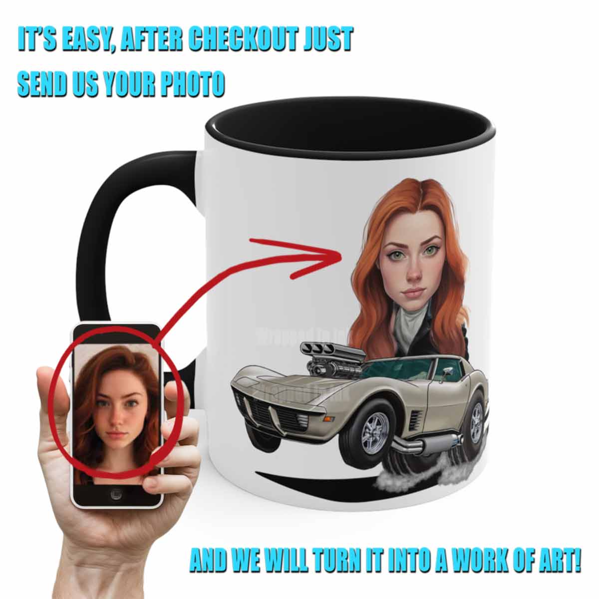Corvette Coffee Mug Caricature From Photo