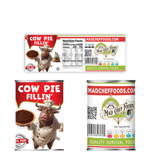 Cow Pie Filling Soup Can Label