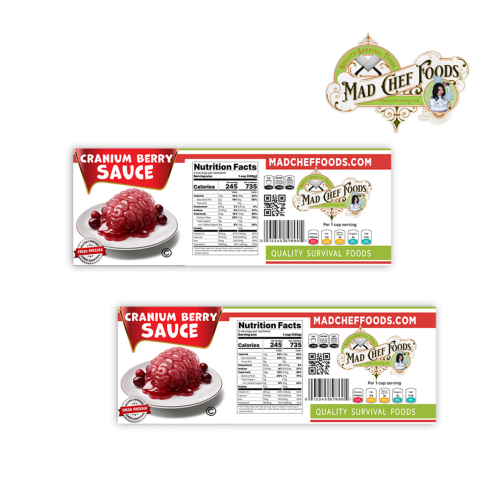 Cranium Berry Sauce Funny Prank Soup Can Labels Gag Gift