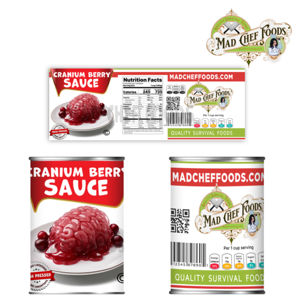 Cranium Berry Sauce Funny Prank Soup Can Labels Gag Gift