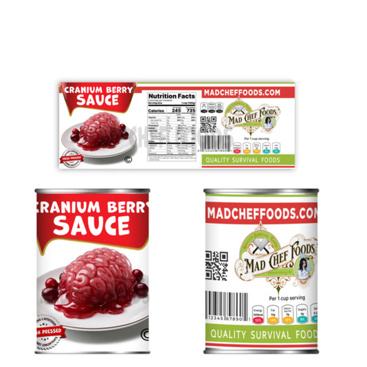 Cranium Berry Sauce Funny Can Label