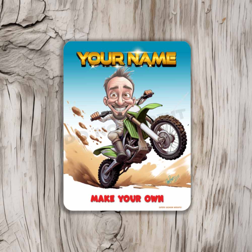 Personalized Dirt Bike Caricature Metal Sign  Make your own metal sign