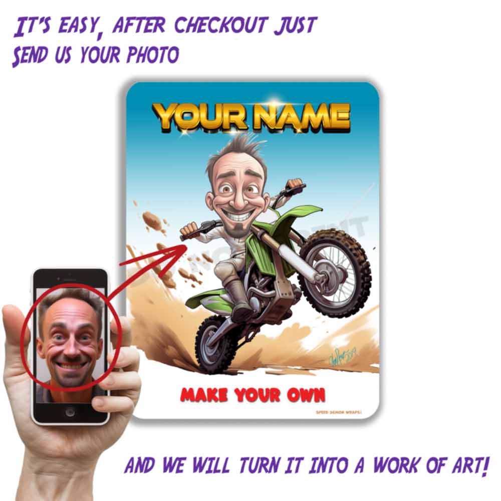 Personalized Dirt Bike Caricature Metal Sign Make your own caricature