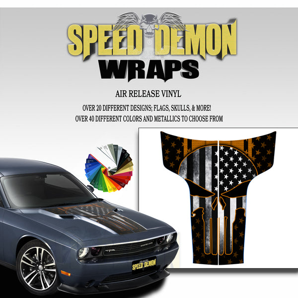 Dodge Challenger Hood Punisher Stripes 2011-2014 Subdued American Flag Orange