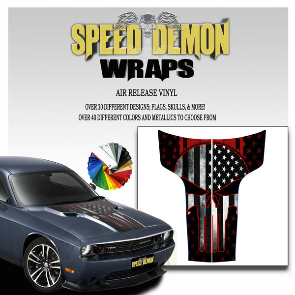 Dodge Challenger Hood Punisher Stripes 2011-2014 Subdued American Flag Red