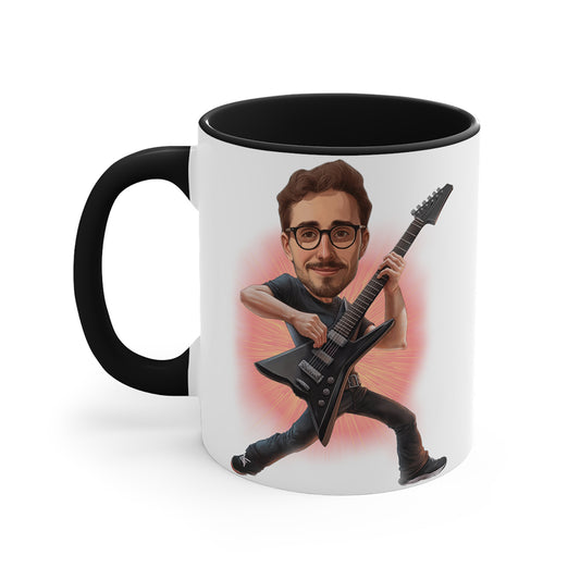 Guitarist Rockstar Coffee Mug Rock N Roll Band Caricature From Photo