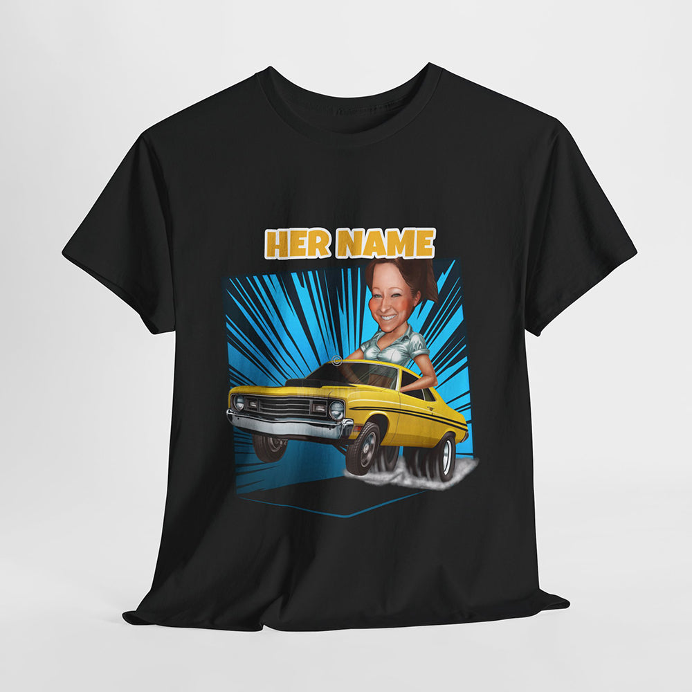 Personalized Plymouth Duster Car Caricature Custom T-Shirt From Photo