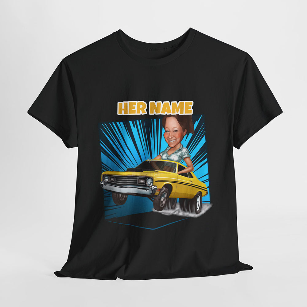 Personalized Plymouth Duster Car Caricature Custom T-Shirt From Photo
