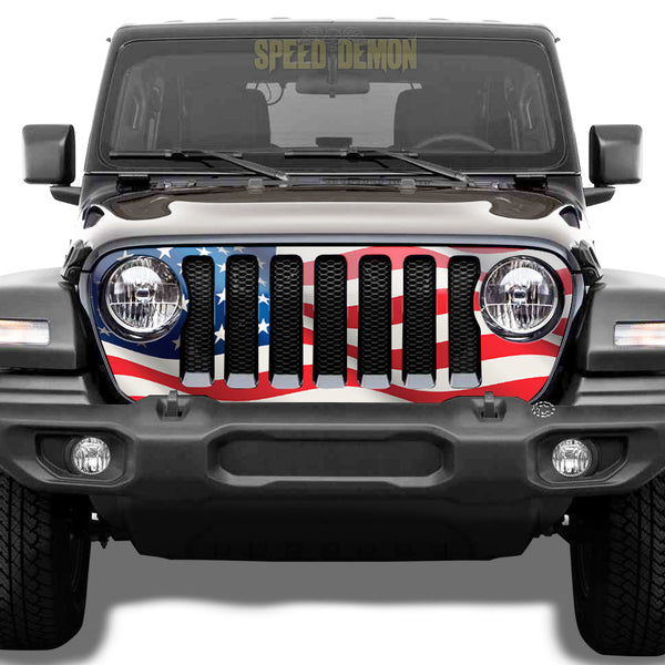 Jeep Wrangler Gril Wrap Waving American Flag JL 2018-2025 JL Models V2