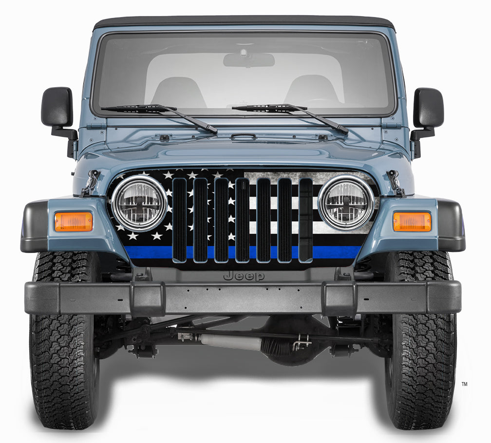Jeep Wrangler Grill Wraps Blue Line