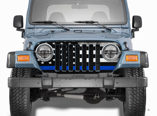 Jeep Wrangler Grill Wraps Blue Line