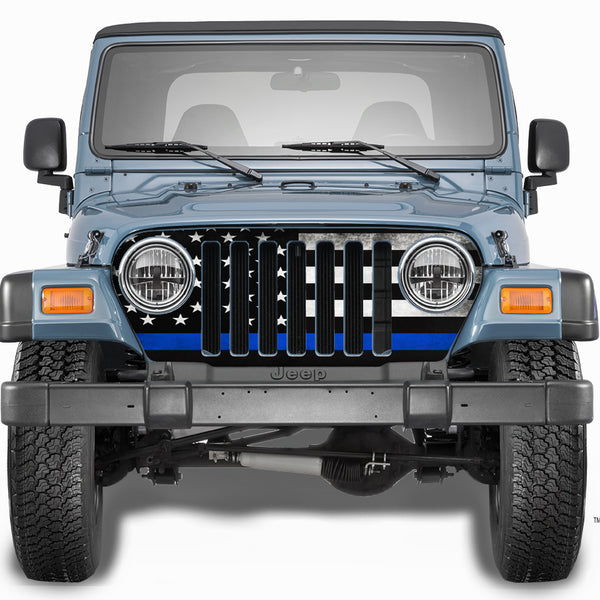 Jeep Wrangler Grill Wraps  Blue Line