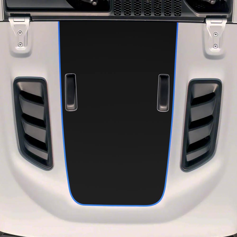 Hood Stripe Decal Jeep Jl Wrangler Jt Gladiator 3/8 Blue outline 2018-2024