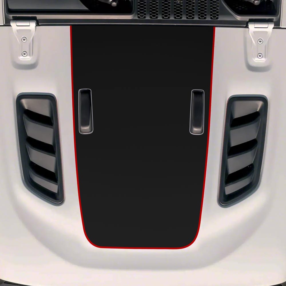 Hood Stripe Decal Jeep Jl Wrangler Jt Gladiator 3/8 Red outline 2018-2024