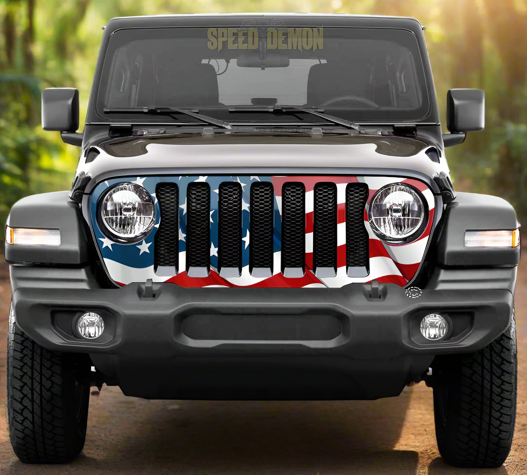 Jeep Wrangler Grill Wrap American Flag JL 3