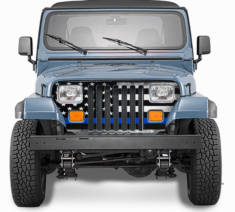 Jeep Wrangler Grill Wraps American Flag Blue Line 1987-1995 YJ