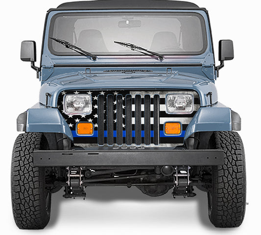 Jeep Wrangler Grill Wraps American Flag Blue Line 1987-1995 YJ