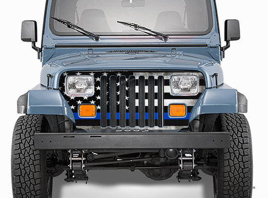 Jeep Wrangler Grill Wraps American Flag Blue Line 1987-1995 YJ