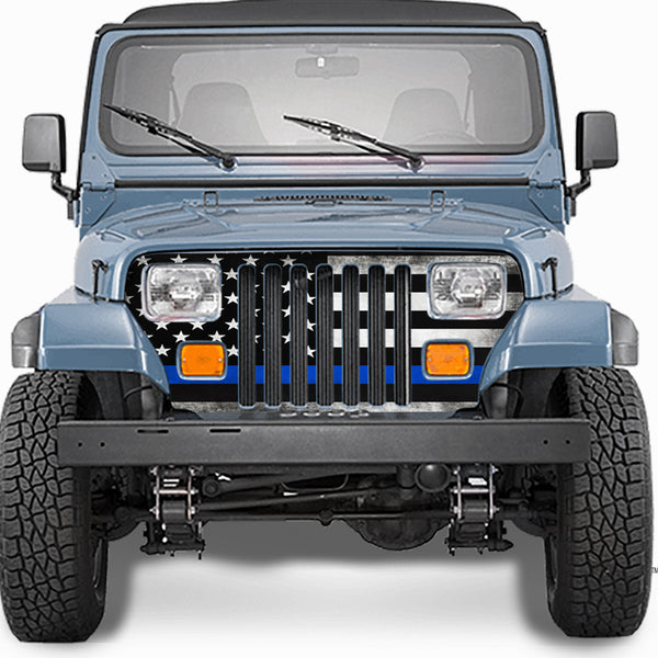Jeep Wrangler Grill Wraps American Flag Blue Line 1987-1995 YJ