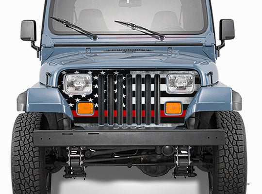 Jeep Wrangler Grill Wrap American Flag Subdued Red Line 1987-1995 YJ