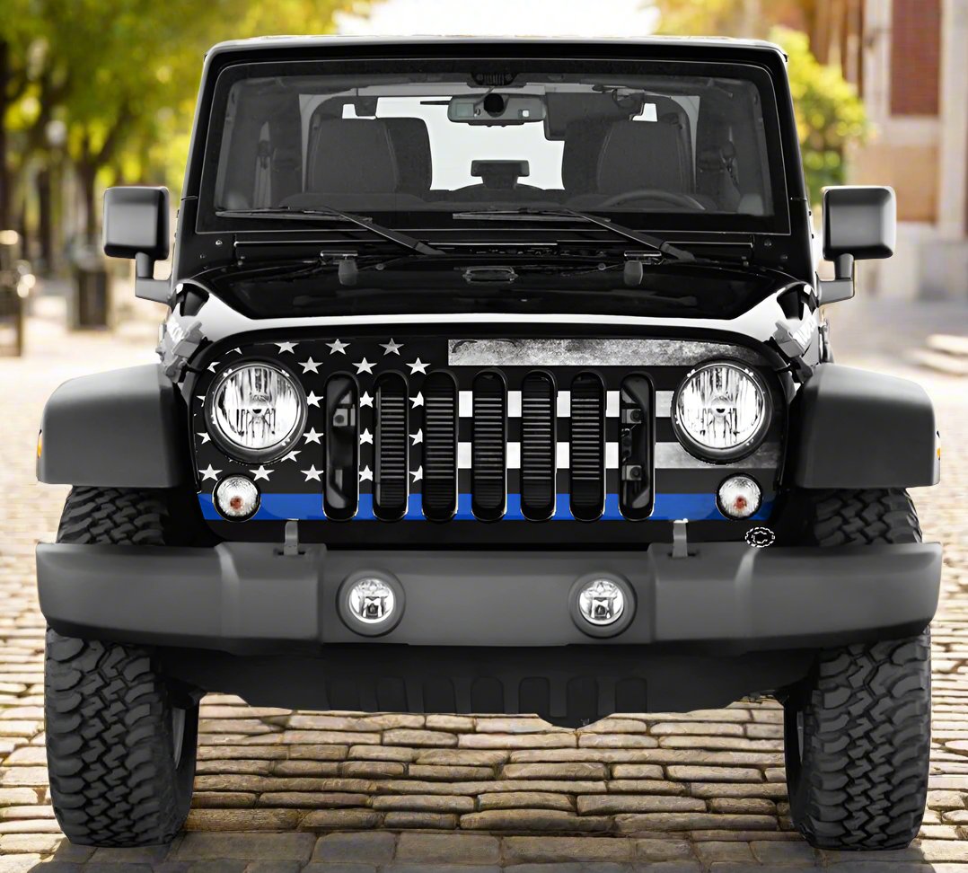 Jeep Wrangler Grill Wrap Thin Blue Line 2007-2017
