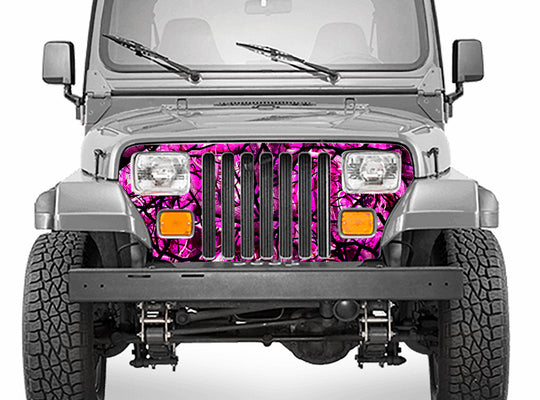 Jeep Wrangler Grill Wrap Camo Pink Zombie Bile Camouflage 1987-1995