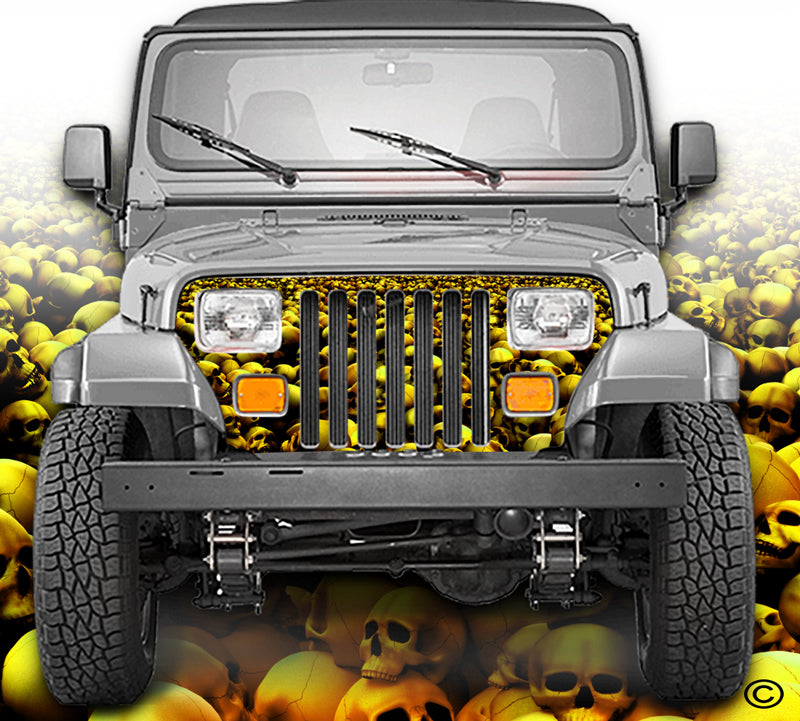 Golden Jeep Wrangler Grill Wraps Skulls Skull Crusher YJ 1987-1995