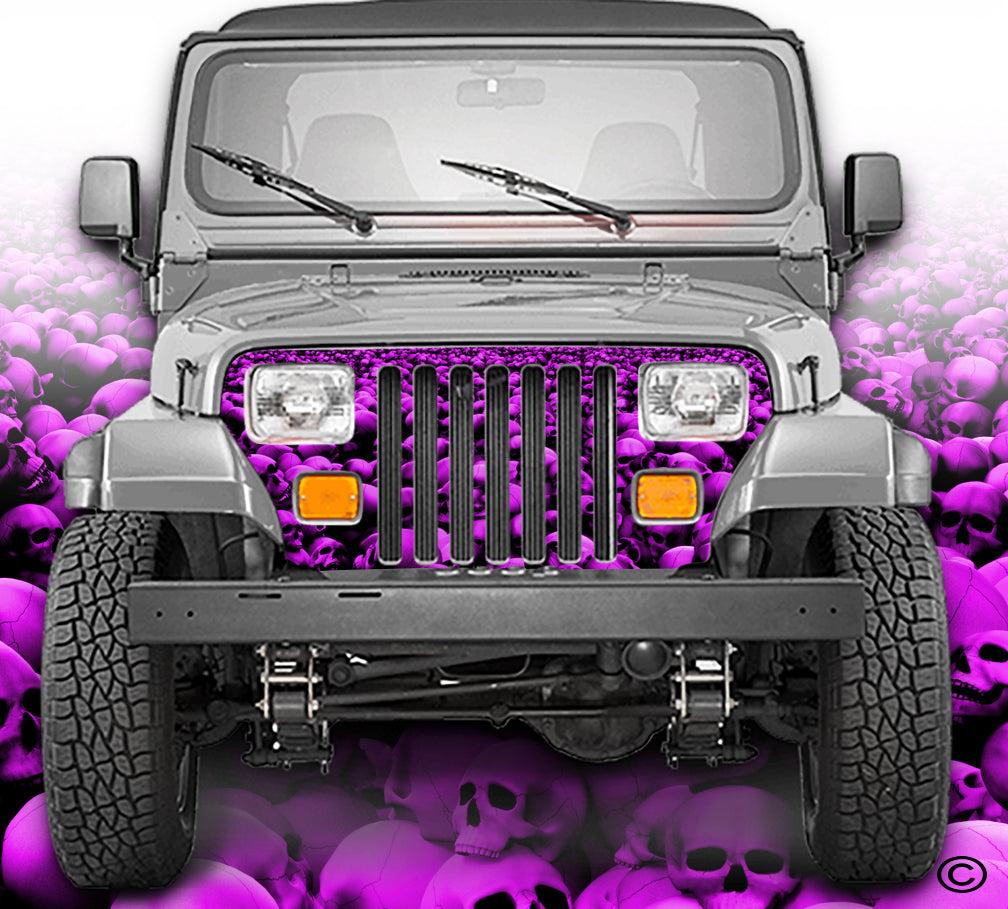 Pink Jeep Wrangler Grill Wraps Skulls Skull Crusher YJ 1987-1995