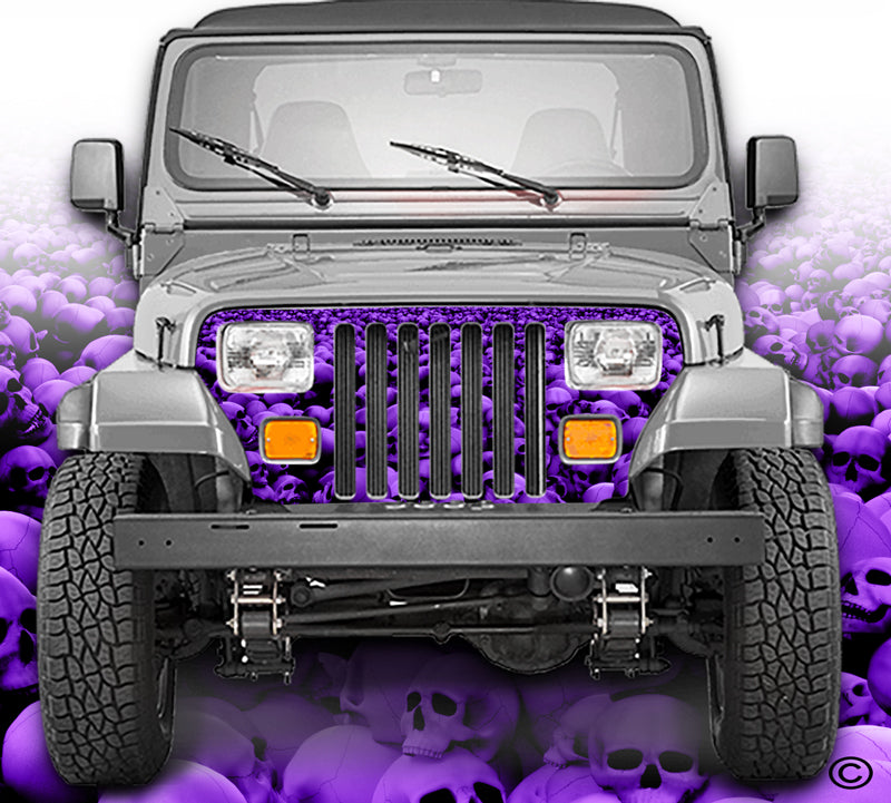 Purple Jeep Wrangler Grill Wraps Skulls Skull Crusher YJ 1987-1995
