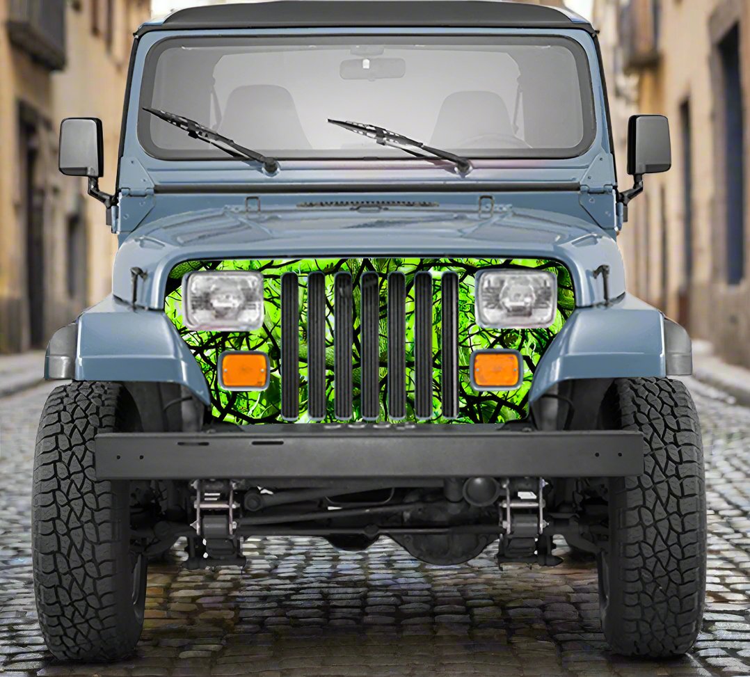 YJ Jeep Wrangler Grill Wraps Camo Zombie Bile