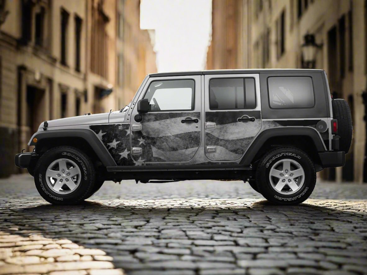 Jeep Wrangler JK Wrap 2007-2017 Subdued Tattered American-Flag 4 Door
