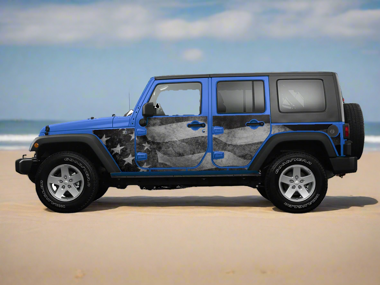 Jeep Wrangler Trail Armor Side Wrap 2007-2017 Subdued Tattered American-Flag