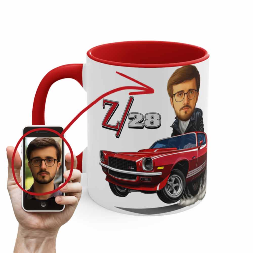 Z28 Camaro Hotrod Coffee Mug Caricature From Photo