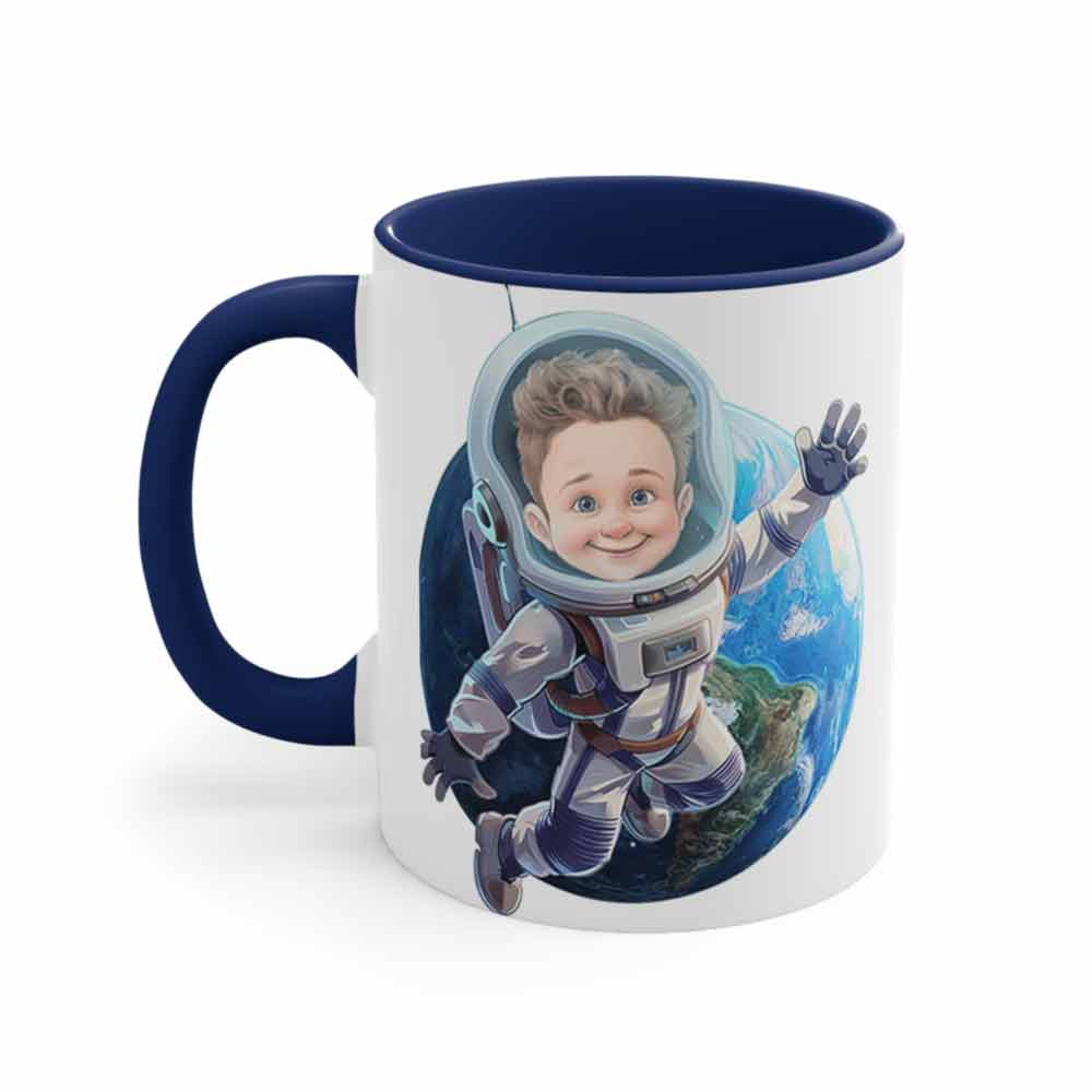 Child Astronaut in Space Coffee Mug Caricature From Photo